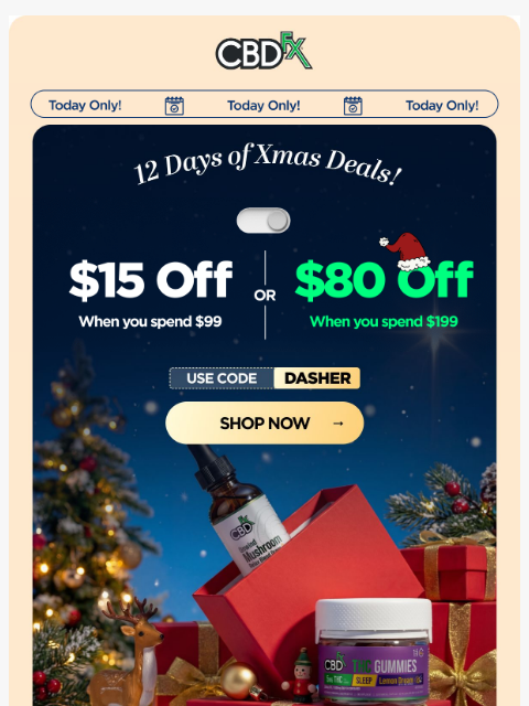 cbdfx newsletter: 🎅🏻 Get up to $80 OFF your next purchase! 🎅🏻