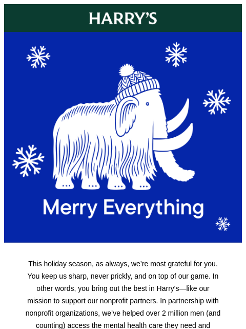 harrys newsletter: Happy Holidays from Harry’s