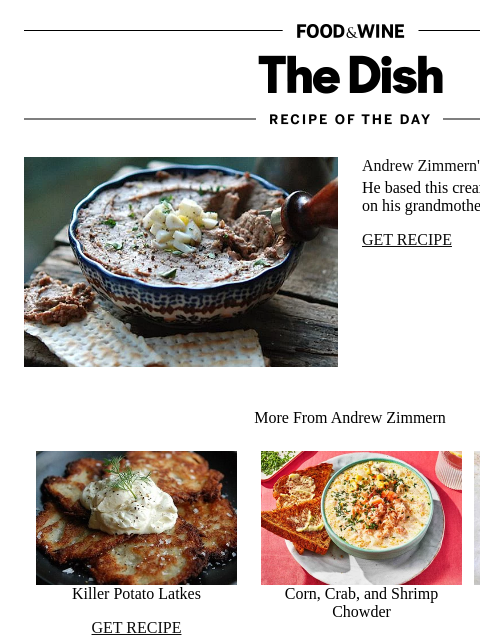 foodandwine newsletter: Andrew Zimmern's Cherished Family Appetizer