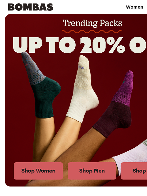 bombas newsletter: Up to 20% Off the Packs Everyone Wants