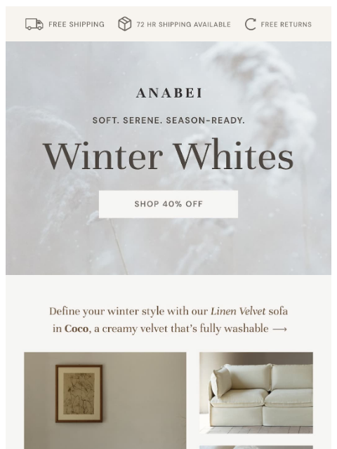 anabei newsletter: Winter Whites 🤍
