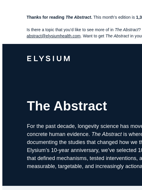 elysiumhealth newsletter: 10 years. 10 studies. The science that shaped long...