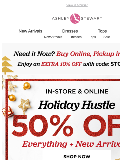 ashleystewart newsletter: 50% OFF all these ✨DRESSES✨