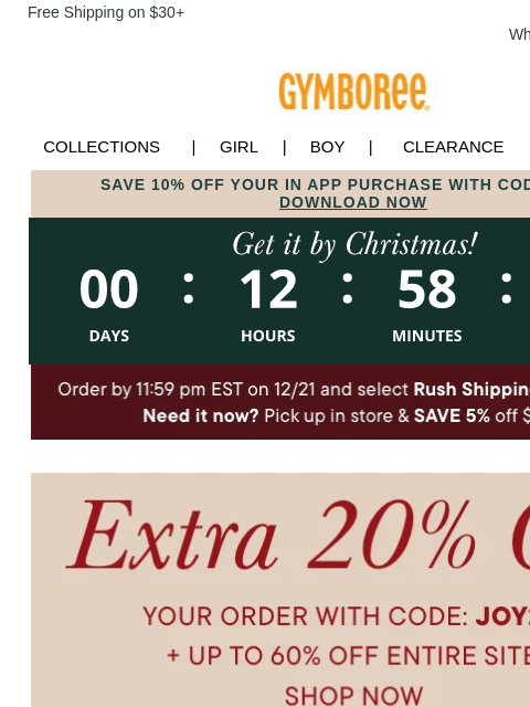 gymboree newsletter: LAST CHANCE to get Gifts by Christmas + 20% off! �...