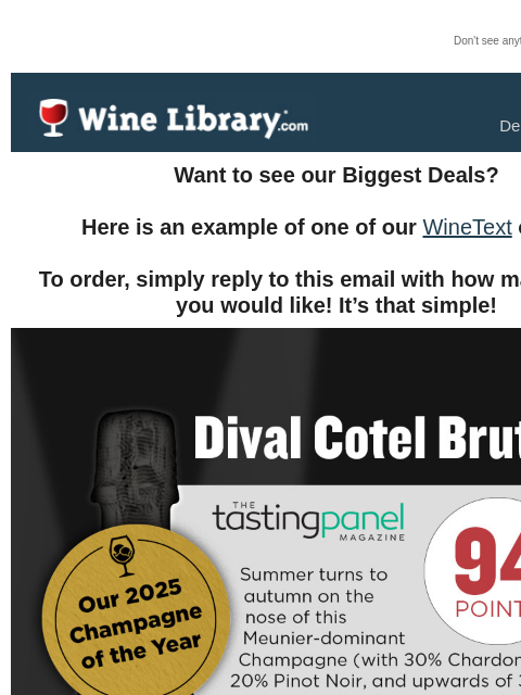winelibrary newsletter: This 94 Point Champagne is WineText's 2025 Champag...