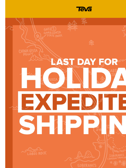 teva newsletter: Need it by Christmas? Order today. 🚐💨