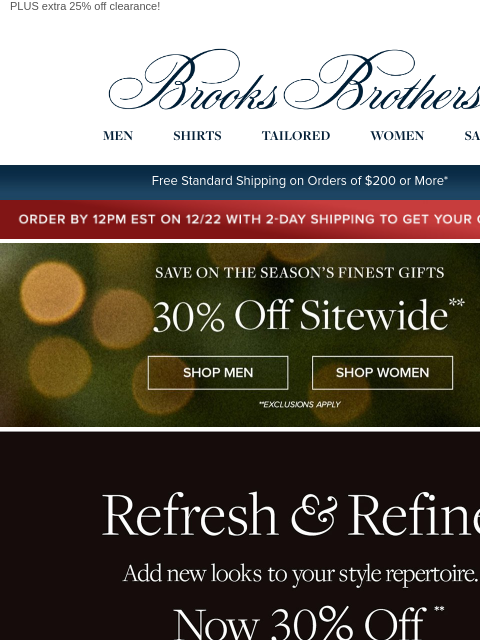 brooksbrothers newsletter: 30% off your wardrobe refresh