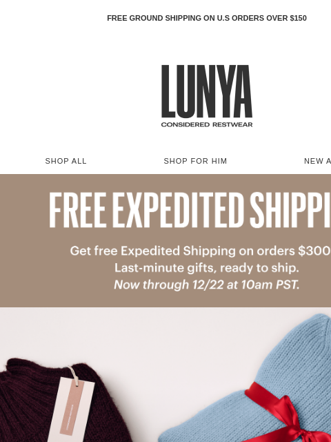 lunya newsletter: 24 HOURS LEFT: EXPEDITED SHIPPING