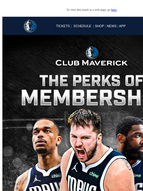 Dive into Epic Mavs Perks To view this email as a web page, go here. TICKETS | SCHEDULE | SHOP | NEWS | APP This email was sent to: brands.news.subscription@gmail.com This email was sent by: Mavs Media