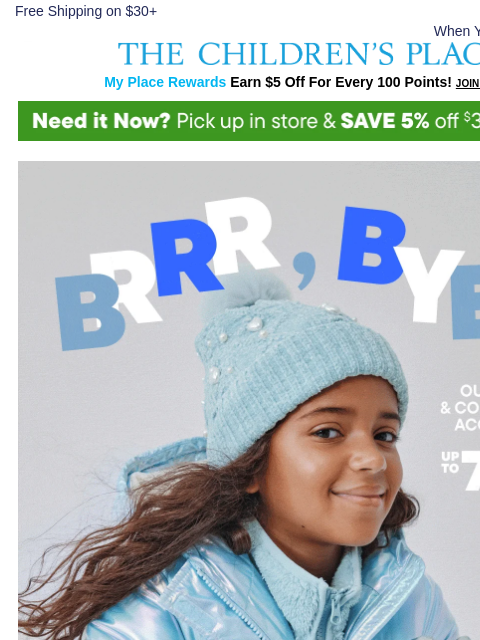 childrensplace newsletter: Bundle Up for Less: Up to 70% off Outerwear ❄️