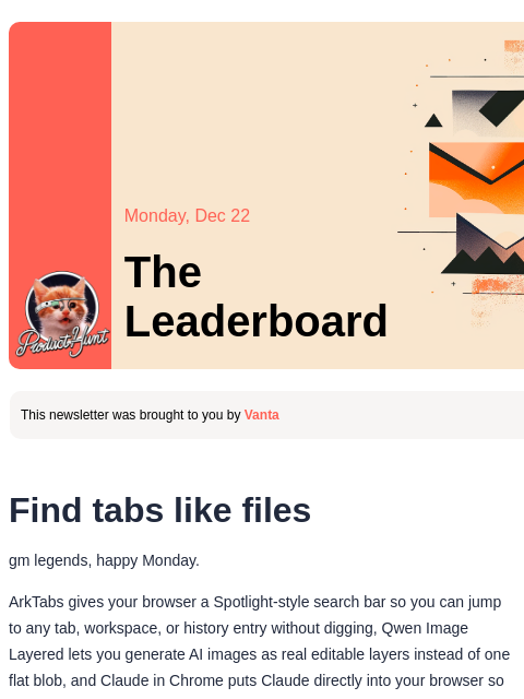 producthunt newsletter: 😸 Spotlight for tabs