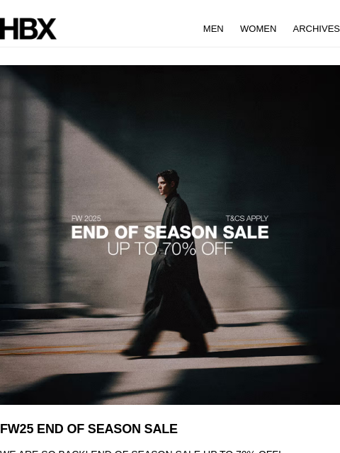 hbx newsletter: FW25 END OF SEASON SALE