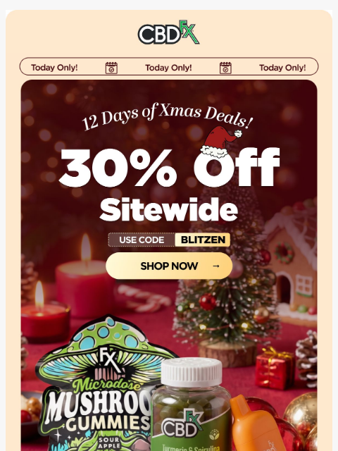 cbdfx newsletter: ☃️ Get 30% OFF all CBD, THC & mushrooms! ☃️