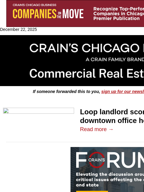 crainalerts newsletter: A sign of downtown office hope