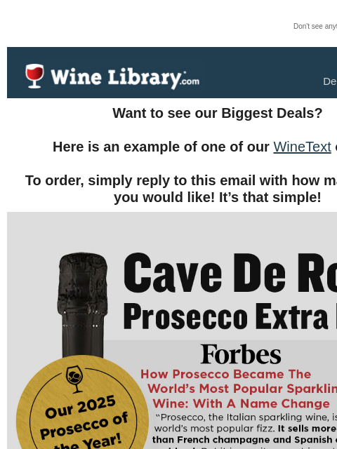 winelibrary newsletter: WineText's 2025 Prosecco of the Year is here!
