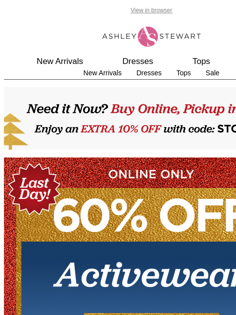 ashleystewart newsletter: RUN🏃‍♀️60% off active ends TONIGHT🚨