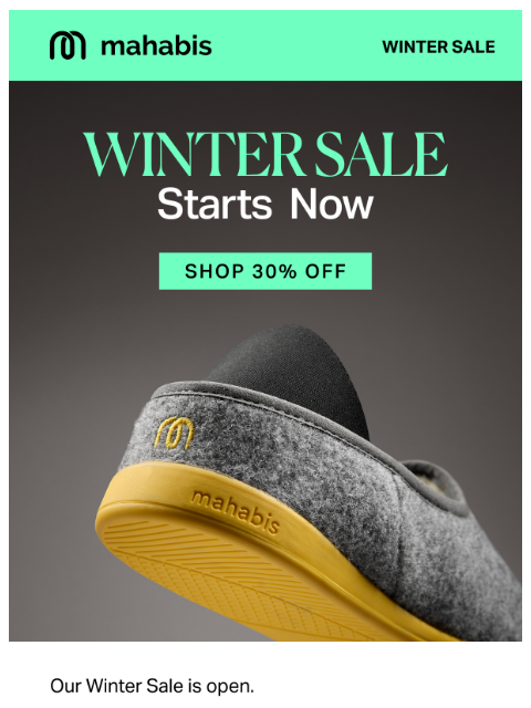 mahabis newsletter: Winter Sale Starts Now