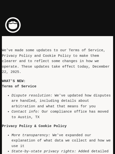 beardbrand newsletter: Important updates to our Terms of Service and Priv...