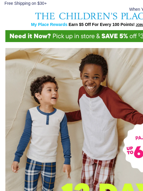 childrensplace newsletter: Cute NEW PJs Up to 60% OFF (YES!) 🥳