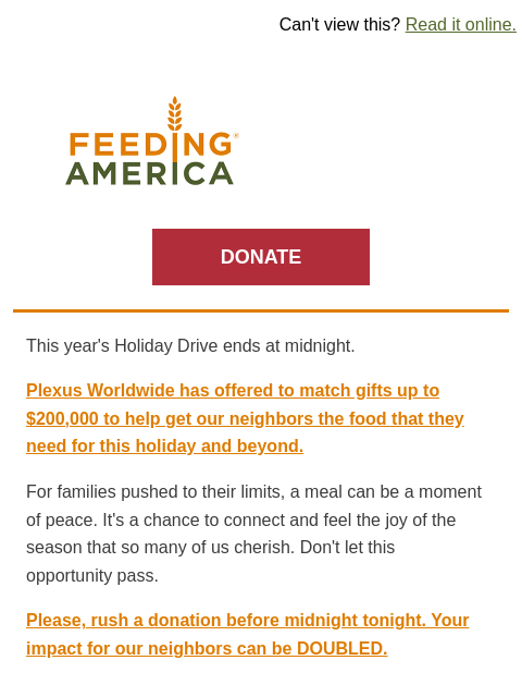feedingamerica newsletter: Looking for the perfect gift? Give a holiday meal