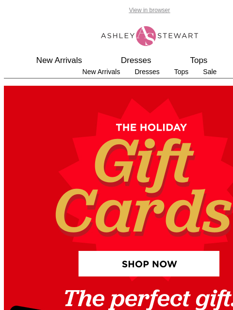 ashleystewart newsletter: EVERYONE LOVES A GIFT CARD
