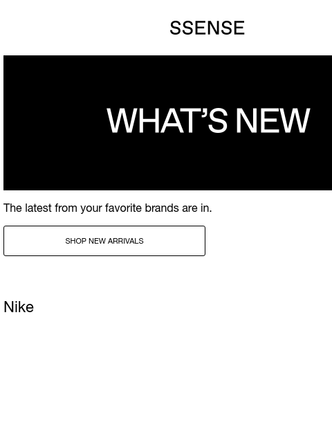 ssense newsletter: New Arrivals from Nike, Off-White, and Sandy Liang