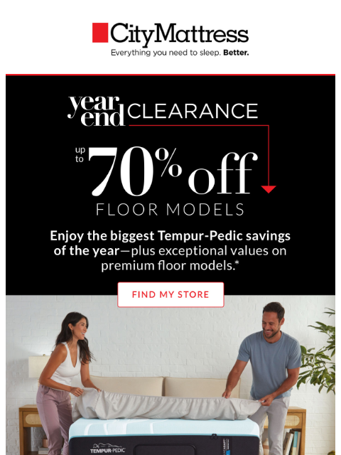 citymattress newsletter: Year-End Clearance: Big Savings on Tempur-Pedic