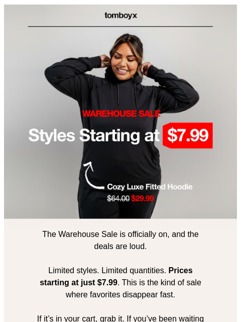 tomboyx newsletter: Undies from $7.99 🔥 Warehouse Sale is calling