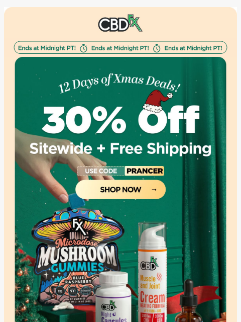 cbdfx newsletter: ❄️ 30% OFF sitewide + FREE shipping ends tonight! ...