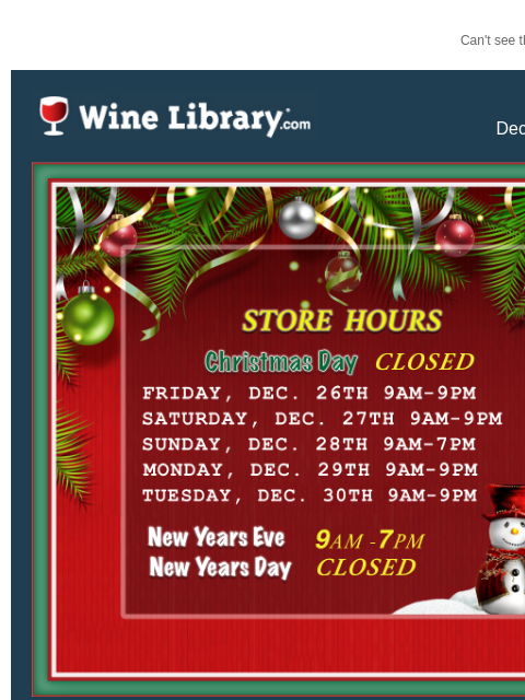 winelibrary newsletter: Our Top 5 Sparkling Wine Deals, extended holiday h...