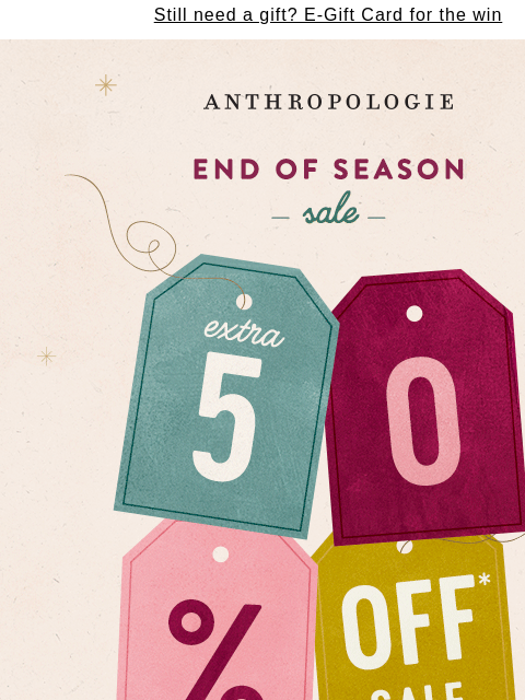 anthropologie newsletter: extra 50% off 2025's BEST styles ✨