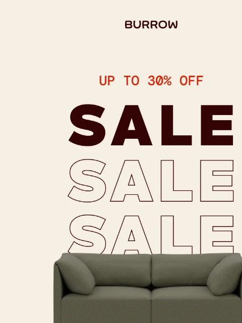 burrow newsletter: Thoughtfully Designed. Now on Sale.