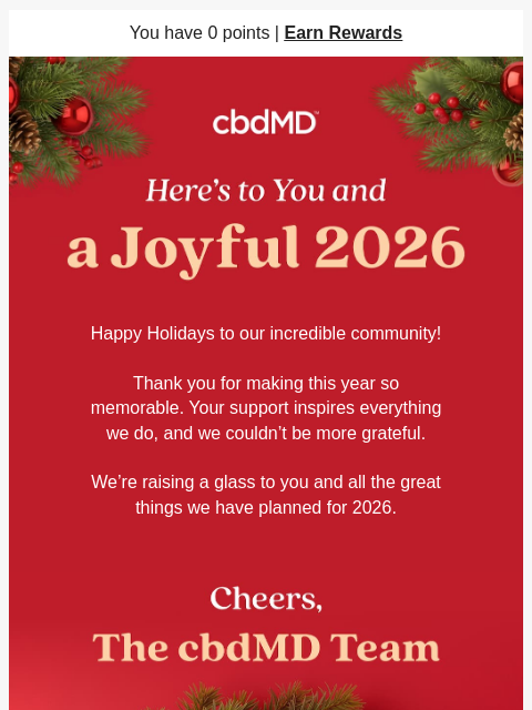 cbdmd newsletter: Happy Holidays from Your cbdMD Family