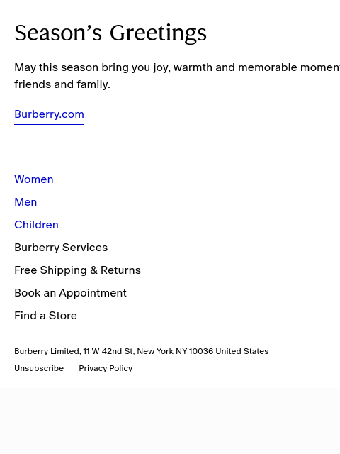 burberry newsletter: Happy holidays