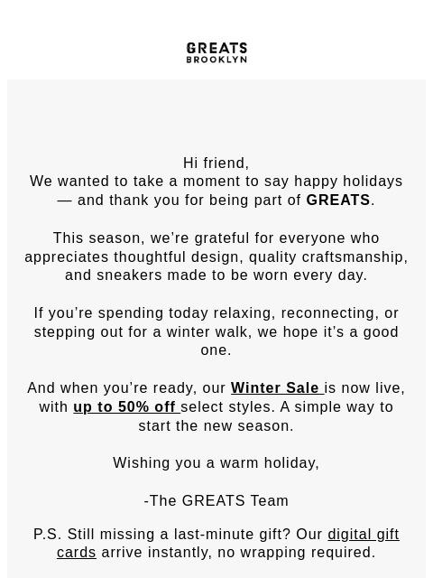 greatsbrand newsletter: Happy Holidays!