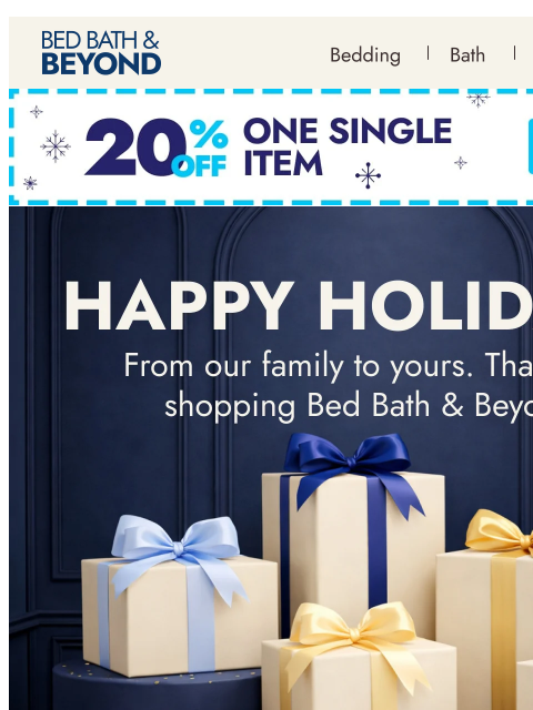 bedbathandbeyond newsletter: Warm holiday wishes ✨🎄