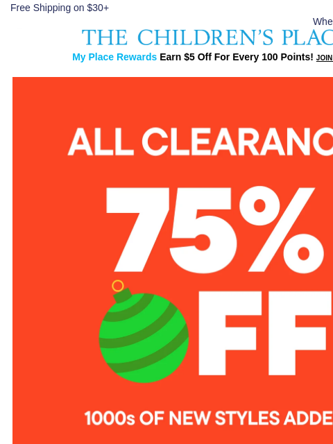 childrensplace newsletter: It's *CLEARANCE* Time! GET 75% OFF❗️