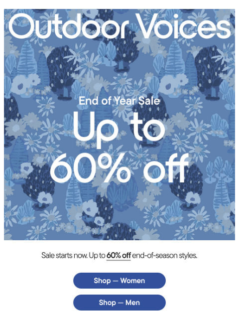 outdoorvoices newsletter: UP TO 60% OFF