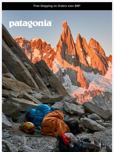 patagonia newsletter: Fitz Roy Down: high loft for low temps