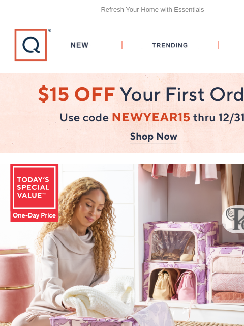 qvcemail newsletter: Fresh-Start Storage! Periea TSV® + Get $15 Off