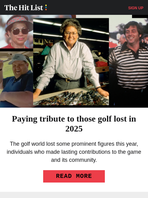 golfdigest newsletter: Remembering those golf lost in 2025