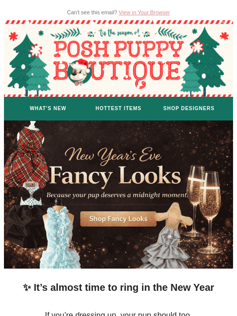 poshpuppyboutique newsletter: ✨ NYE Looks for the Best-Dressed Pup