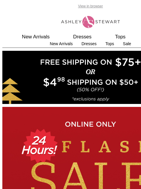 ashleystewart newsletter: TODAY ONLY FLASH SALE! 📢 Extra 60% off final clea...