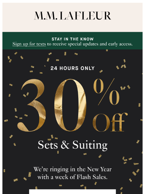 mmlafleur newsletter: Flash Sales start in 3, 2, 1!