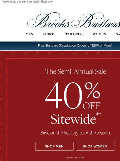 brooksbrothers newsletter: 40% off sitewide + up to 60% off sale