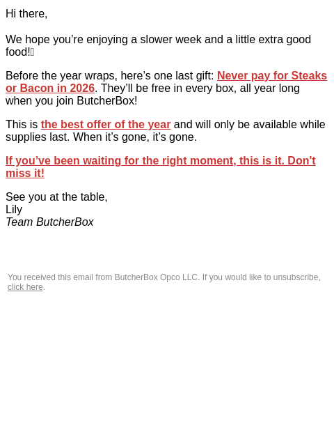 butcherbox newsletter: Plot twist: one last gift from us 🎁