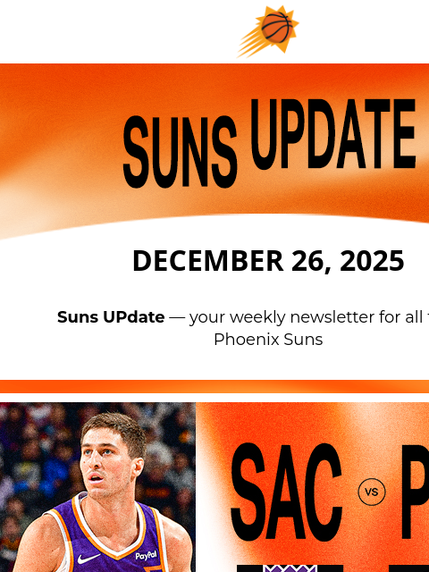suns newsletter: Suns UPdate: Happy Holidays, Suns Fans🎄🎁❄️