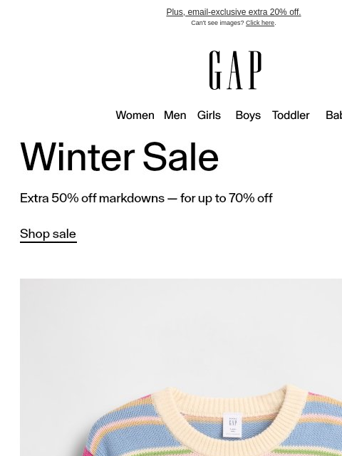 gap newsletter: Open now — up to 70% off newly added styles just d...