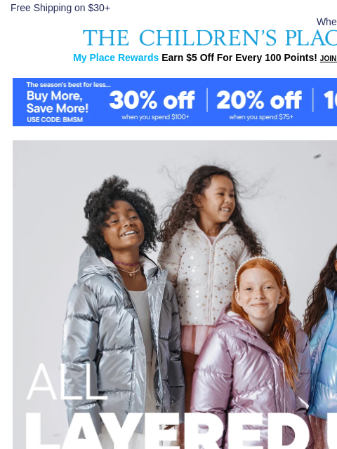 childrensplace newsletter: Super Cozy. Super Stylish. Up to 70% OFF Outerwear...
