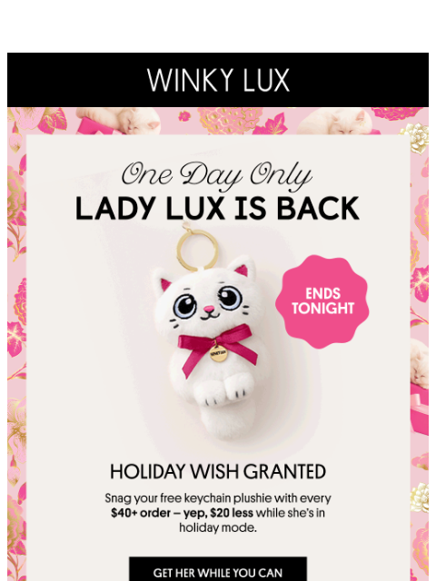 winkylux newsletter: FREE Lady Lux Keychain Plushie With $40+ orders